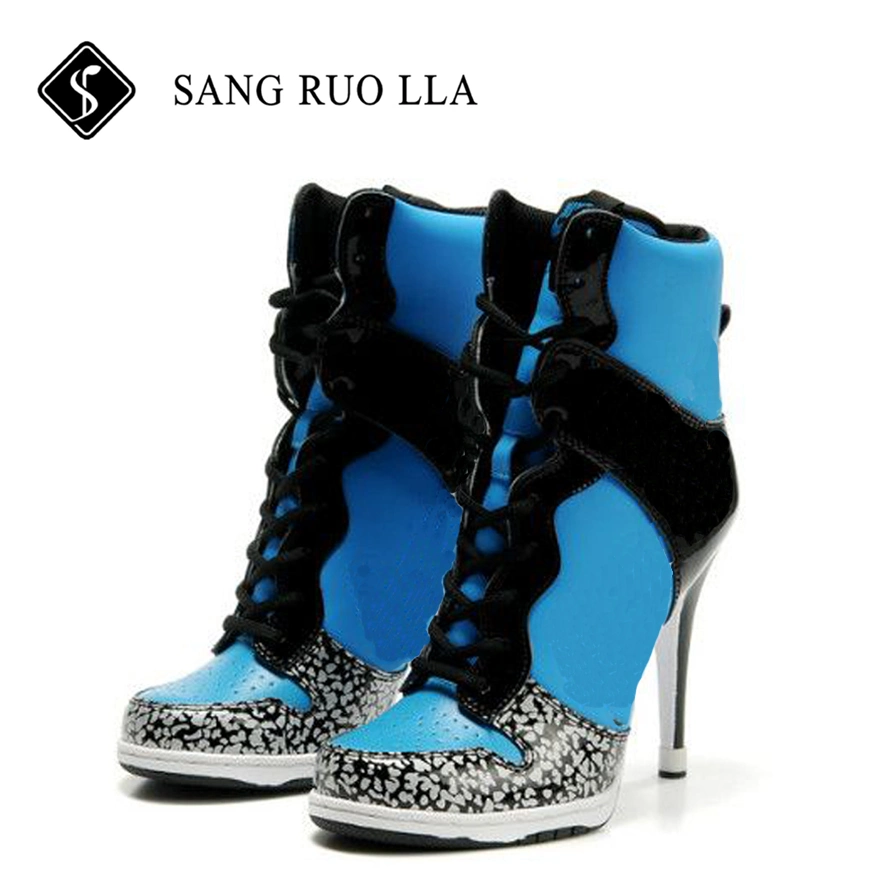 High Heel Stiletto Sneakers/Sexy Women Boots with ABS Heel and High Heel Shoes/Rubber Bottom and Superfiber