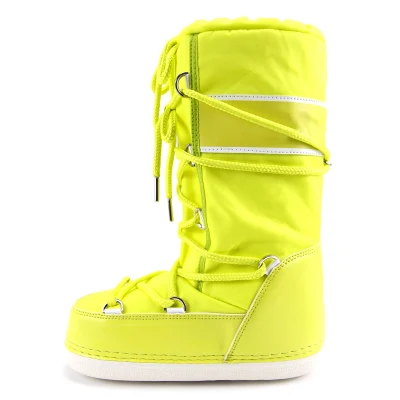 Новые длинные прочные уличные роскошные зимние ботинки на плоской шнуровке, женские зимние ботинки