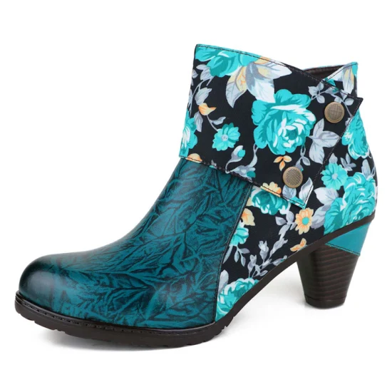 Новая модная кожаная обувь с цветочным узором, женские повседневные ботинки для вечеринок