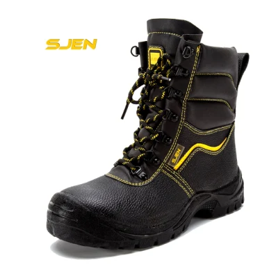 Защитная обувь из полиуретановой кожи с высоким тиснением до щиколотки для строительных площадок, ударопрочная и ударопрочная обувь