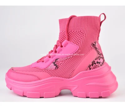 Женские модные туфли на массивном каблуке, розовые сапоги на массивном каблуке